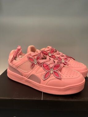 Cape Robbin Chunky Pink Sneakers Jeweled Butterfly Lace-Up Cute Trendy Shoes